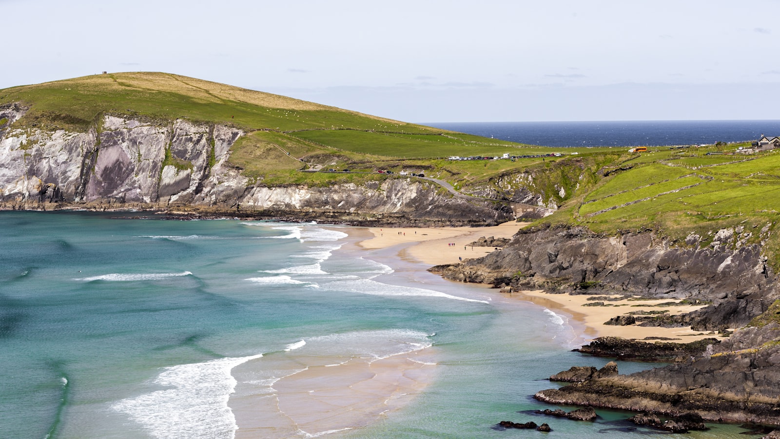 The cliffs and golden beach of the Dingle peninsula, Co. Kerry